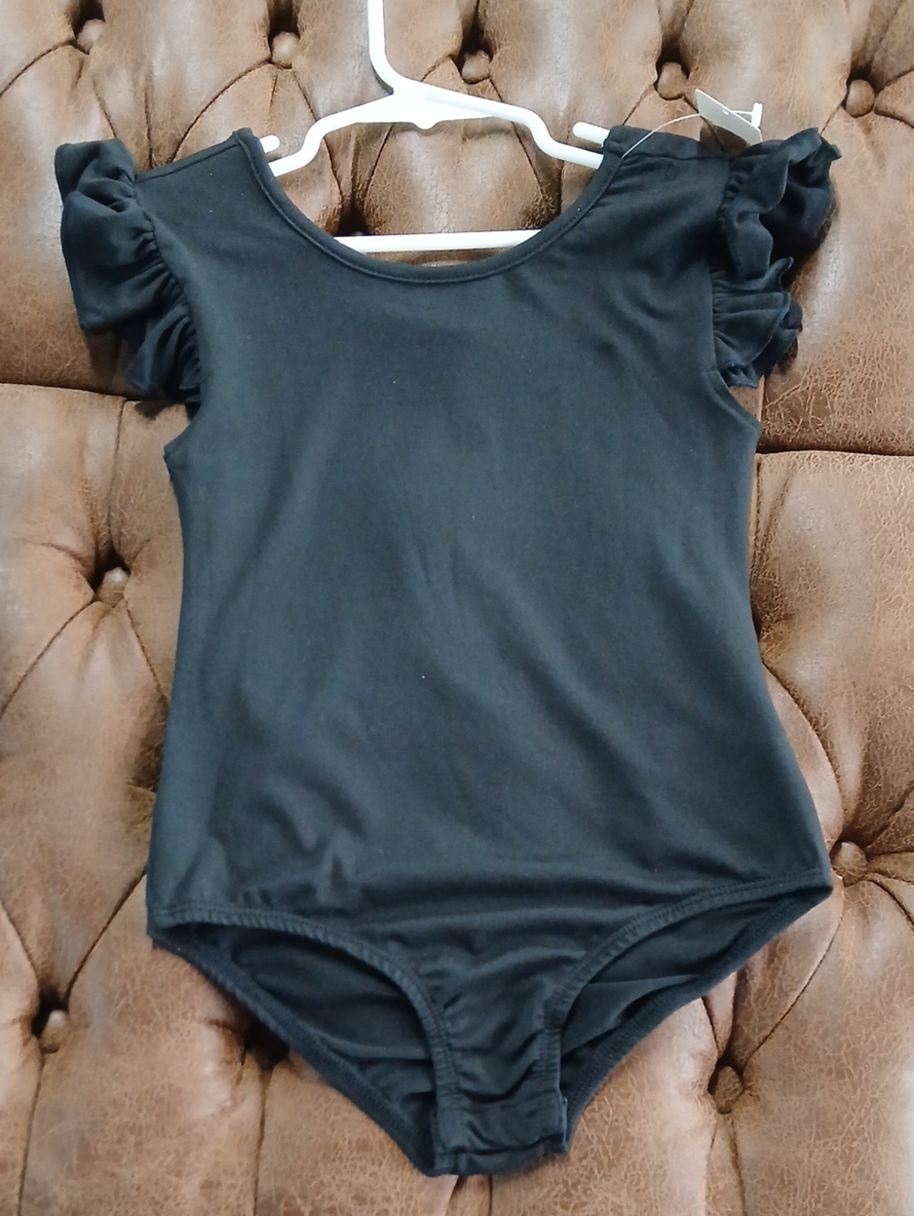 Girls' Black Ruffle Sleeve One-Piece